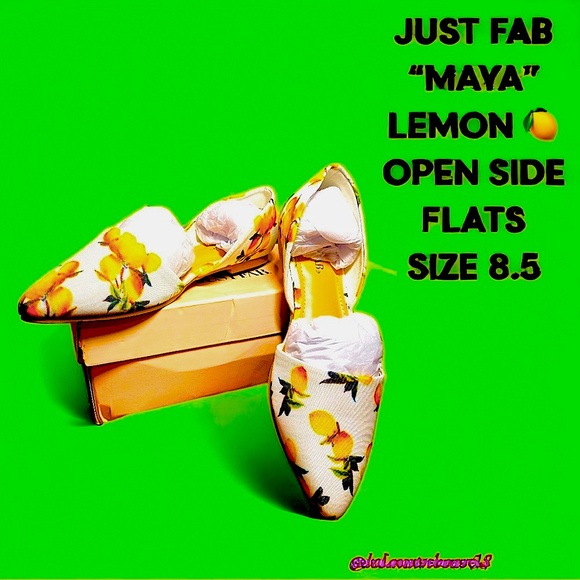 JUST FAB BRAND “MAYA” LEMON 🍋 FLATS, SIZE 8.5-OPEN SIDES, EXCELLENT CONDITION - Picture 16 of 16